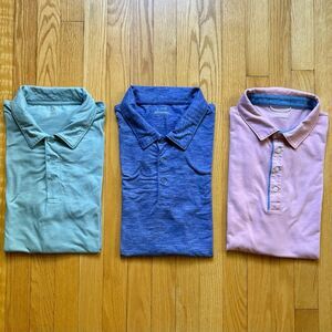 Lot 3 J. Crew Men’s Short Sleeve Performance Polo Shirts Large Blue Pink Green